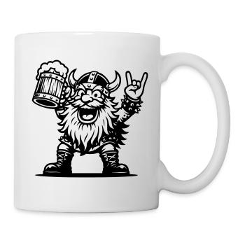A bearded and festive rocker holding his beer - Mug - white - Right