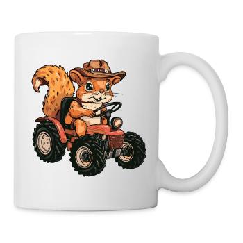 Écureuil Éleveur de Tracteurs - Mug blanc - blanc - Droite