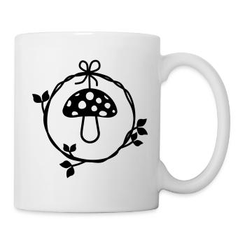 Toadstool in the wreath of leaves - Mug - white - Right