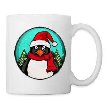Pinguine Weihnachten / Weihnachtsmann Pinguin - Tasse - Weiß - Rechts