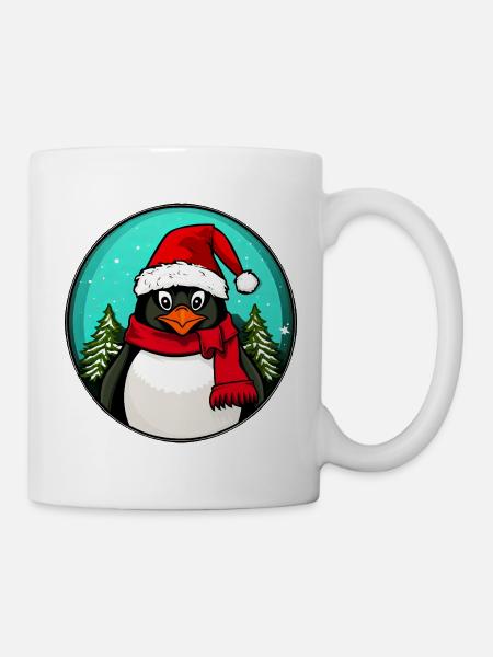Penguins Christmas / Santa Penguin - Mug - white