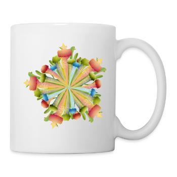 Buntes Schlauchpflanzen Mandala Ornament - Tasse - Weiß - Rechts