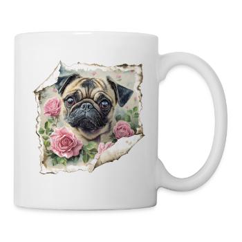 Mops Vintage - Tasse - Weiß - Rechts