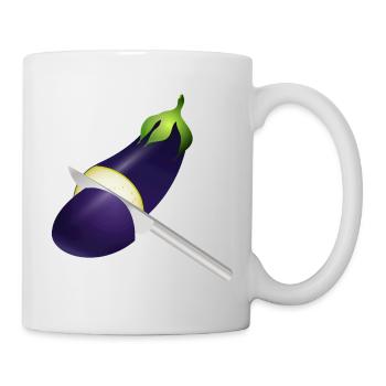 Aubergine lumineuse avec couteau de cuisine - Mug blanc - blanc - Droite