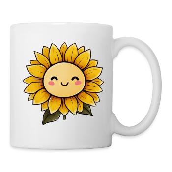 Tournesol avec visage - Mug blanc - blanc - Droite