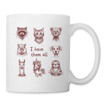 Ich habe die alle - Tierischer Kuschelhaufen - Tasse - Weiß - Rechts