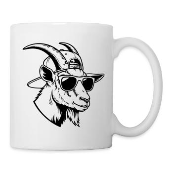 Coole Ziege mit Sonnenbrille und Cap - Tasse - Weiß - Rechts