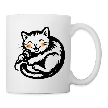 Katzensänger mit Mikro - Tasse - Weiß - Rechts