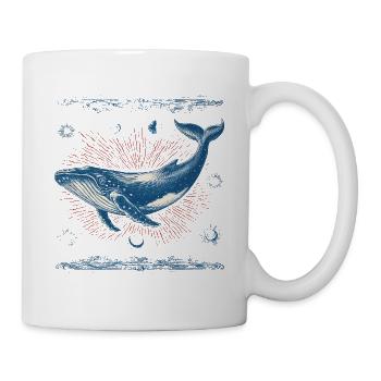 Mystical retro whale in the cosmos - Mug - white - Right