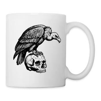 Geier sitzt auf dem Schädel. - Tasse - Weiß - Rechts