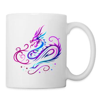 Mystischer Tribal-Drache in Neonfarben - Tasse - Weiß - Rechts