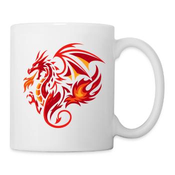 Tribal Drache Flammenrot Tattoo Stil - Tasse - Weiß - Rechts