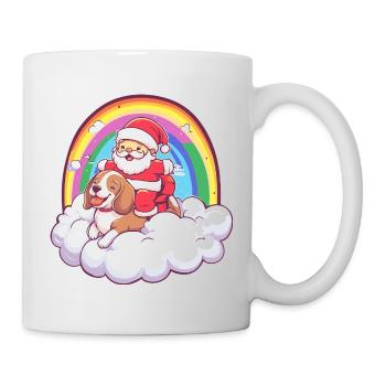 Beagle Hund Weihnachtsmann Weihnachten - Tasse - Weiß - Rechts