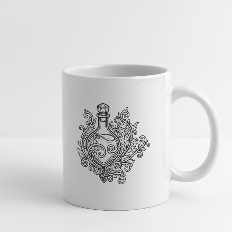 Fiole d'elixir et fleurs Mug blanc