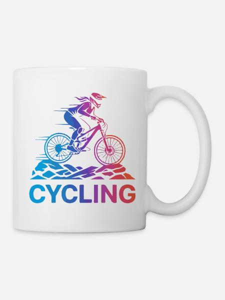 Steigungsradfahrer auf rauem Trail - Tasse - Weiß