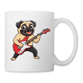 Cute Pug Clown Dog Guitar Musician Cartoon - Mug - white - Right