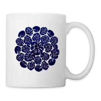 Monstera Circle Design – Dark Blue Plant Pattern - Mug - white - Right