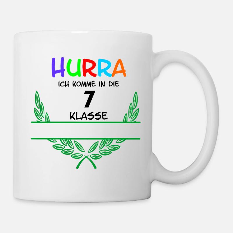 HOURRA ich komme in die 7. Classe - Espace de noms - Mug blanc - blanc