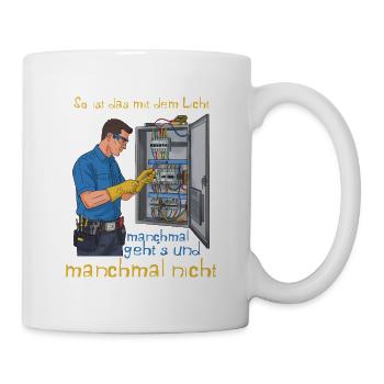 Lichtprobleme Spruch Elektriker - Tasse - Weiß - Rechts
