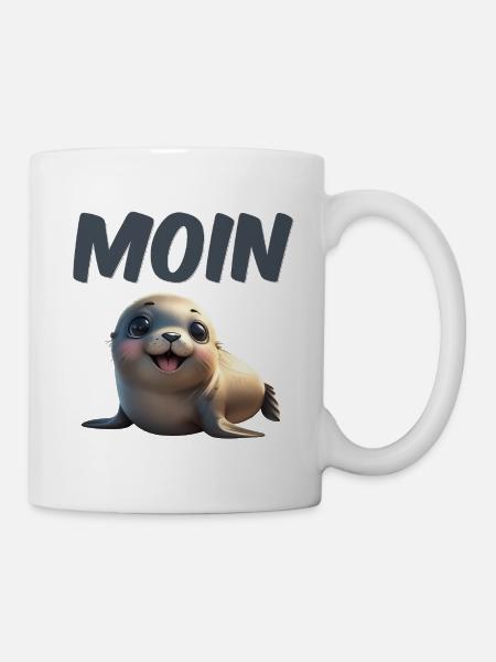Süßer Seehund mit MOIN Schrift - Tasse - Weiß