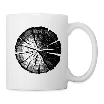 Baumscheibe Schwarz – Jahresringe Naturdesign - Tasse - Weiß - Rechts