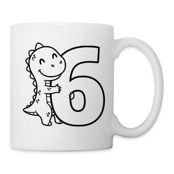 Illustration de dinosaure avec le chiffre 6 - Mug blanc - blanc - Droite