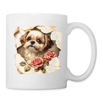 Shih Tzu Blumen - Tasse - Weiß - Rechts