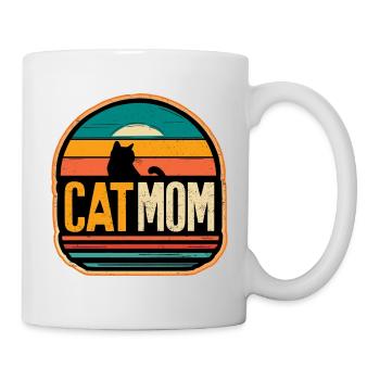 Cat Mom Vintage Sunset Katze Katzen - Tasse - Weiß - Rechts