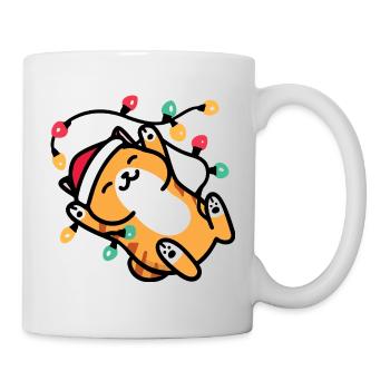 Kawaii Cat Fairy Lights Christmas - Mug - white - Right