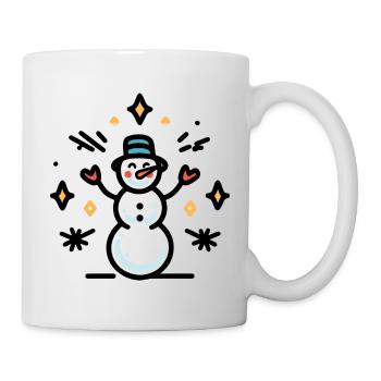 Bonhomme de neige avec des étincelles paillettes - Mug blanc - blanc - Droite