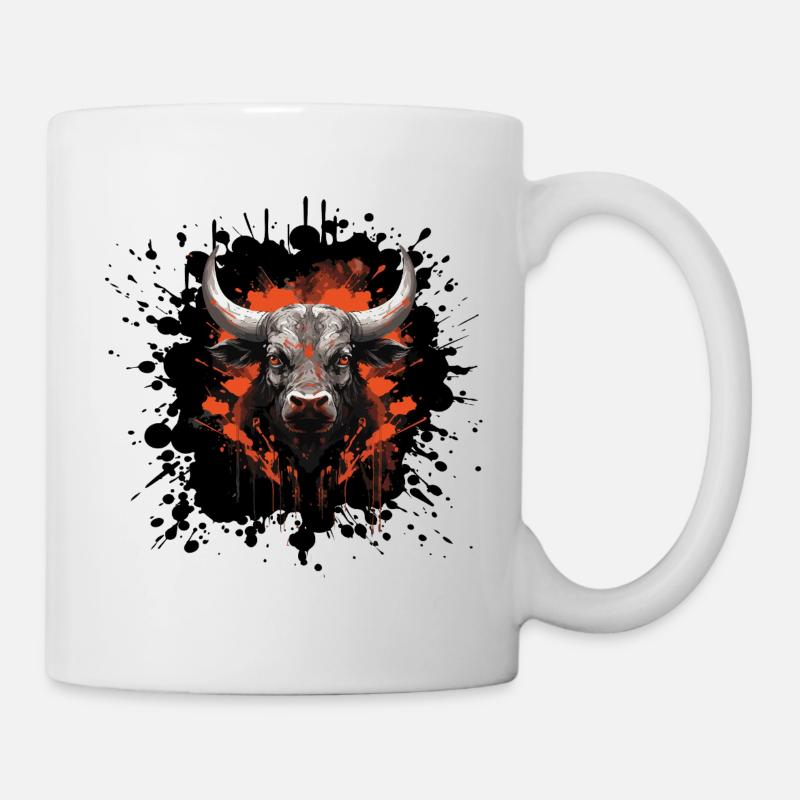 Stier Bull Klecks - Tasse - Weiß