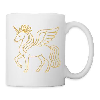 Art fantastique élégant de la ligne dorée Pégase unicorne - Mug blanc - blanc - Droite