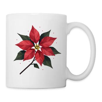 Poinsettia moderne en rouge chaud et vert - Mug blanc - blanc - Droite