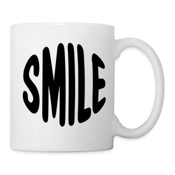 Lettrage clair au sourire avec des contours arrondis - Mug blanc - blanc - Droite