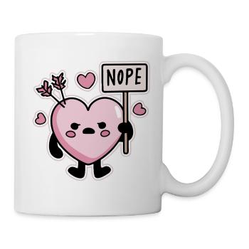 Kawaii Herz Nope Schild Anti Valentinstag - Tasse - Weiß - Rechts