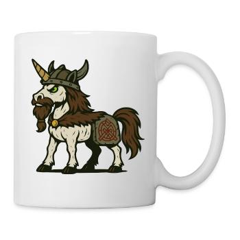 Viking Warrior Unicorn with Beard and Norse Mark - Mug - white - Right