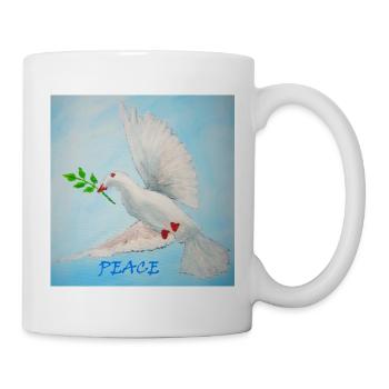 Friedenstaube mit Zweig - Tasse - Weiß - Rechts