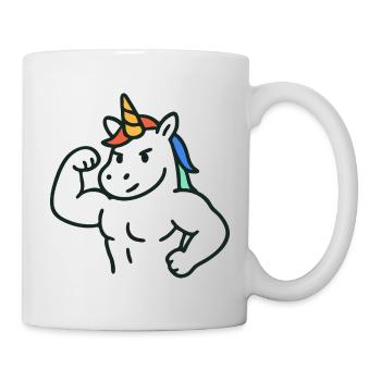 Strong Flexing Unicorn with Colorful Mane Art - Mug - white - Right