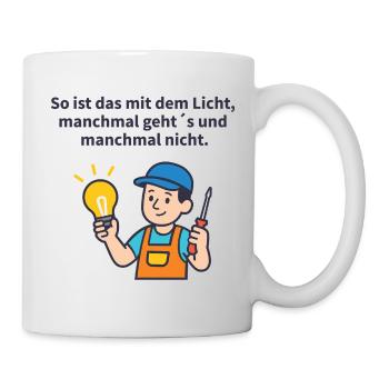 Light tinkerer: screwdriver & light bulb - Mug - white - Right