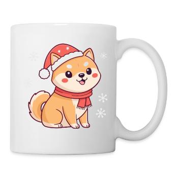 Shiba Noël Mignon avec chapeau et écharpe - Mug blanc - blanc - Droite