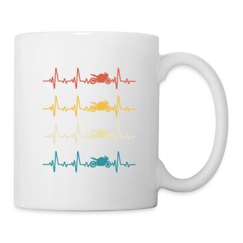 Biker Retro Heartbeat Moto Motorrad - Tasse - Weiß - Rechts