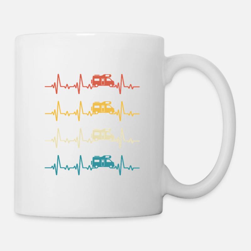 Retro Campervan Heartbeat Camping - Tasse - Weiß
