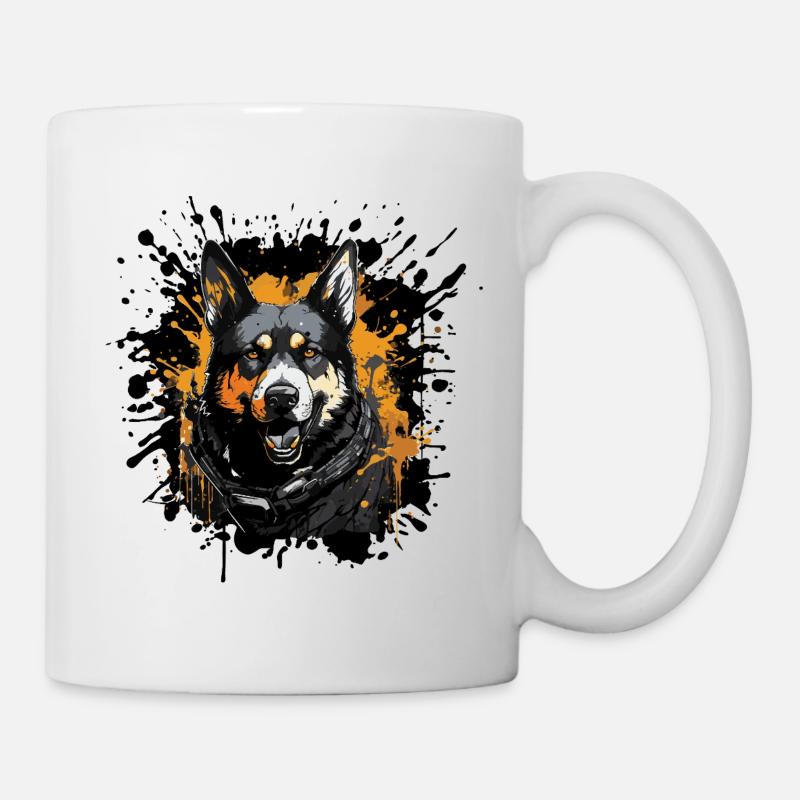 Schäferhund Graffiti-Porträt - Tasse - Weiß