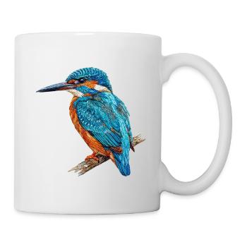 Bestickter Eisvogel stilvoll naturbedruckt (bedruckt) - Tasse - Weiß - Rechts