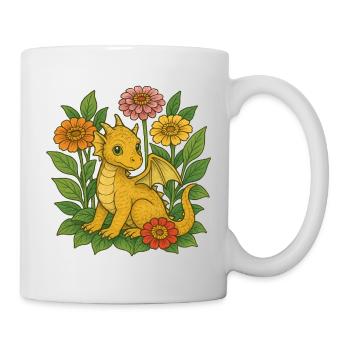 Goldener Drache in Blühen - Tasse - Weiß - Rechts