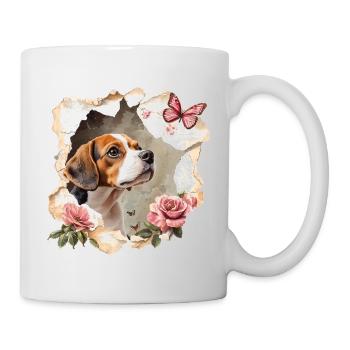 Beagle with butterfly - Mug - white - Right