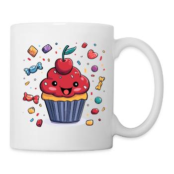 Kawaii Cupcake mit Konfetti - Tasse - Weiß - Rechts