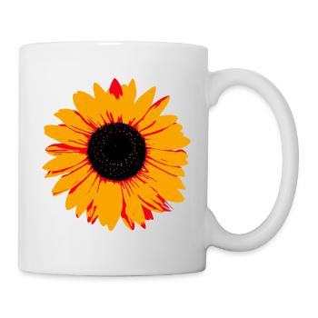 Pop-Art Sonnenblume – Buntes Retro Blumenmotiv - Tasse - Weiß - Rechts
