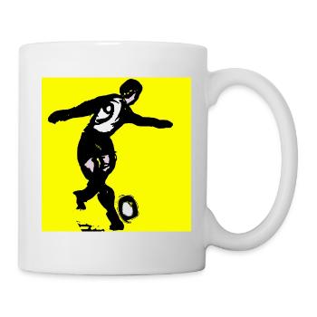 Silhouette de football sur un jaune vif - Mug blanc - blanc - Droite