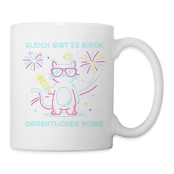 Frohes Neues Jahr Süße Katze Silvester Partyhut - Tasse - Weiß - Rechts